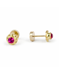 Aros abridores infantiles Oro 14k Fucsia